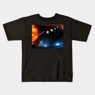 9 Planets Solar System Orbit Trajectory Kids T-Shirt